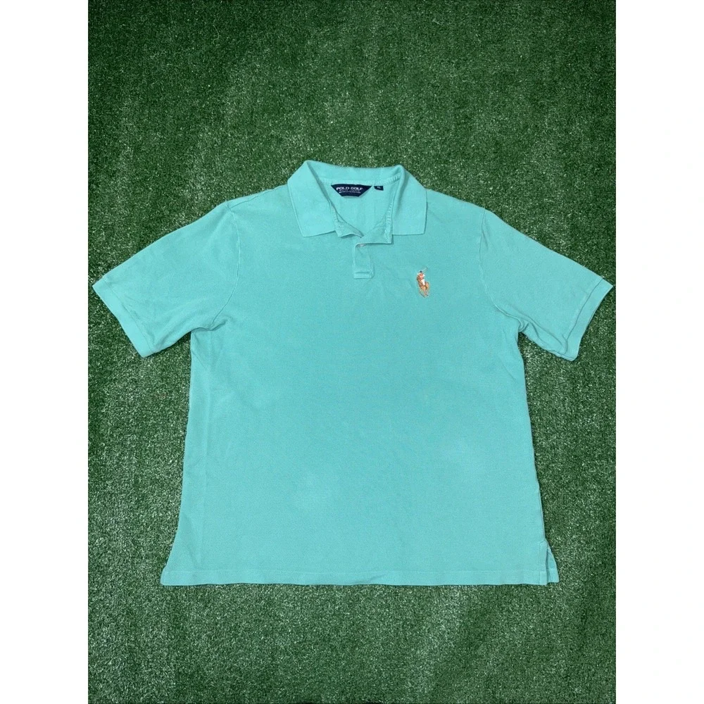 Ralph Lauren Golf Polo Mens Shirt X-Large Teal Performance Pima Cotton LOGO